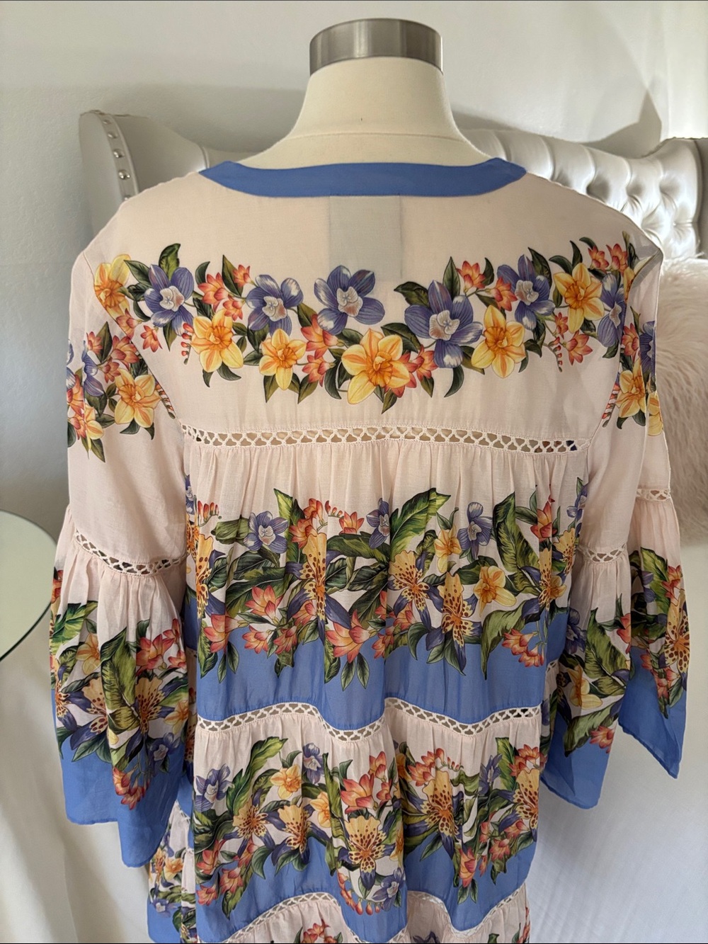 FARM Rio Blue and Lavender Floral Button-Down Top - Picture 6 of 7